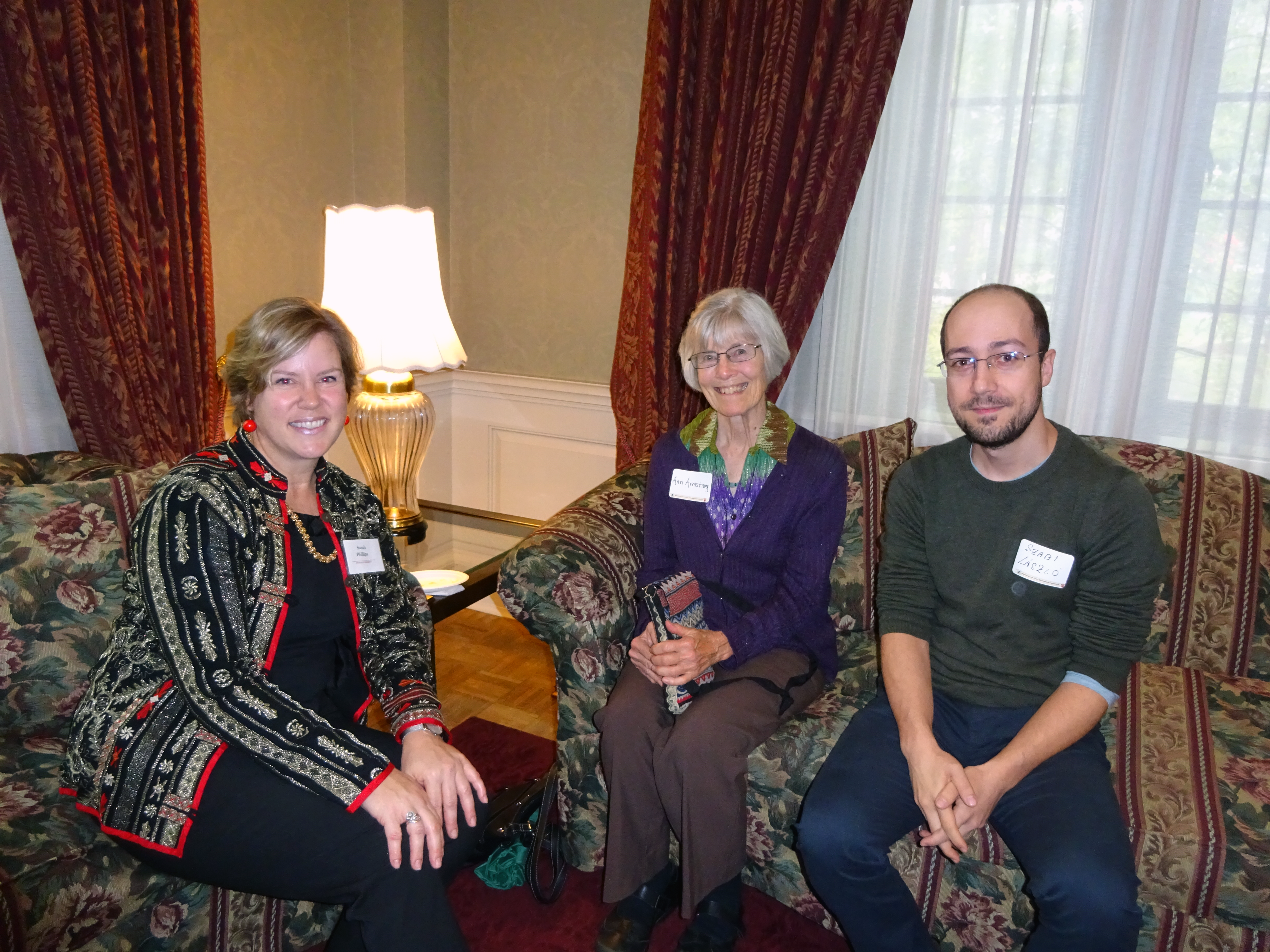 Director Sarah Phillips, Anne Armstrong, and History PhD student Szabolcs Laszlo