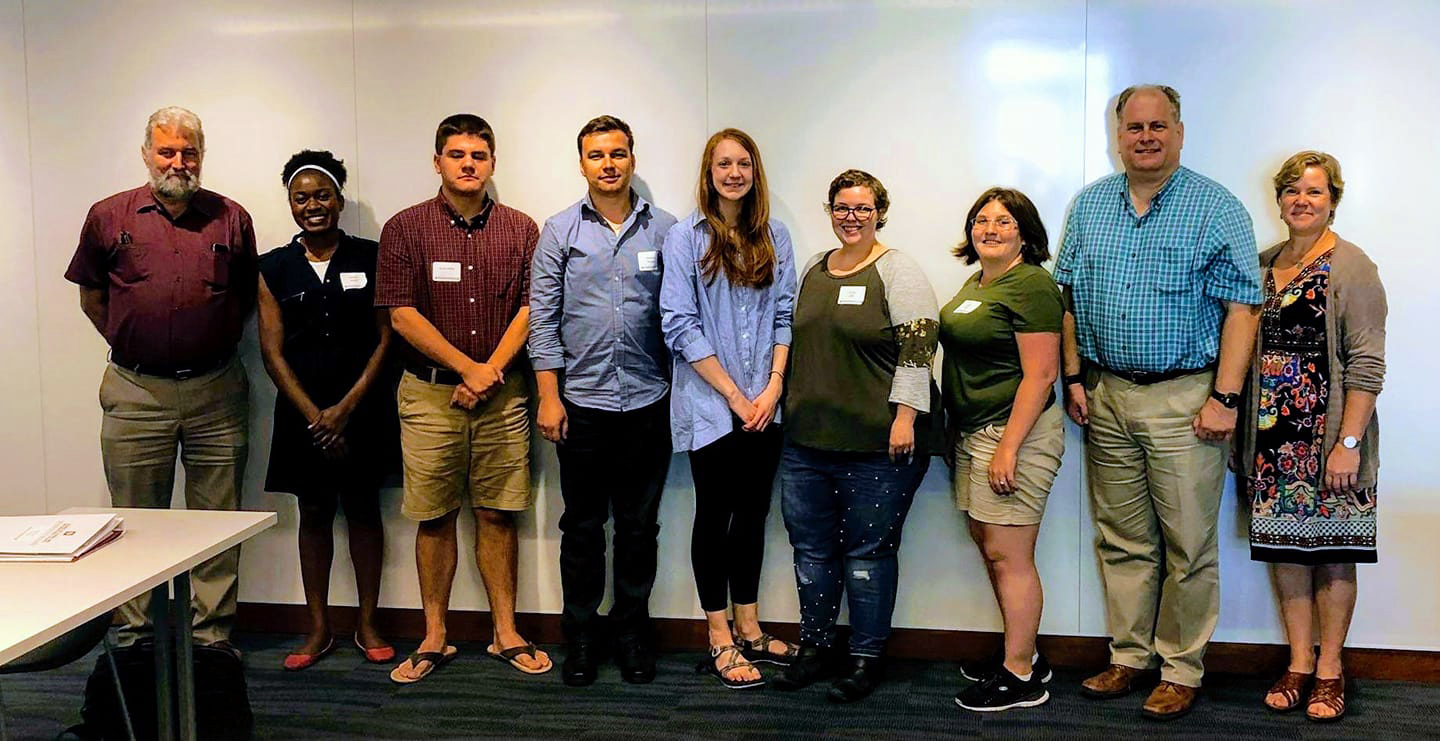 From left to right: Assistant Director Mark Trotter, Wondy Joseph, Bryce Hecht, Max Pirogov, Rachel Julia Myers, Emily Ollis, Sasha Stott, Student Services Coordinator Elliott Nowacky, and Director Sarah Phillips
Not pictured: Russ Gifford