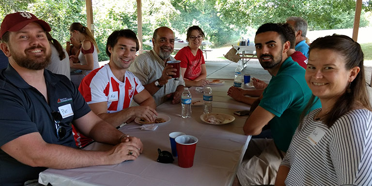 Students at a picnic table